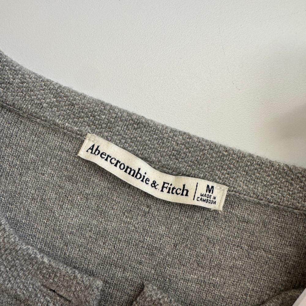 Abercrombie & Fitch Cardigan Womens Medium Gray Luxeloft Preppy Old Money - Picture 4 of 9